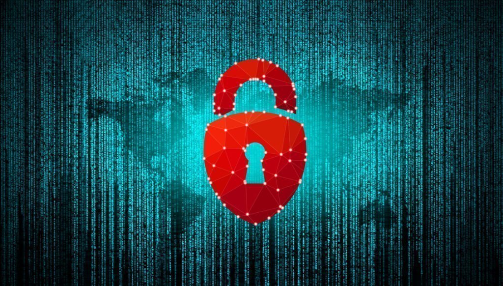 Cybersecurity Concept - Matrix and Padlock